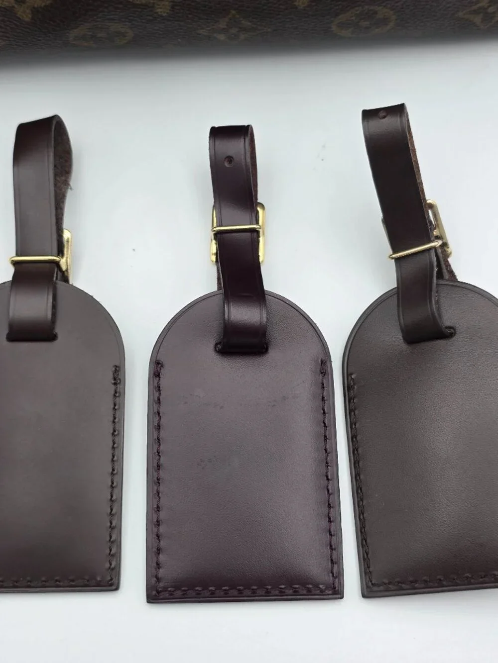 Authentic Louis Vuitton Brown Leather Luggage Tag – Excellent Condition